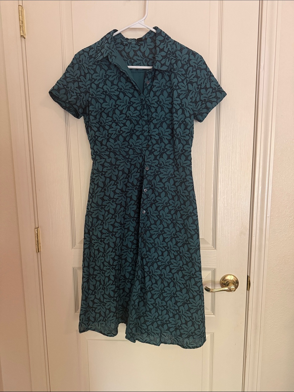 Ann Taylor Teal and Black Floral Midi Dress